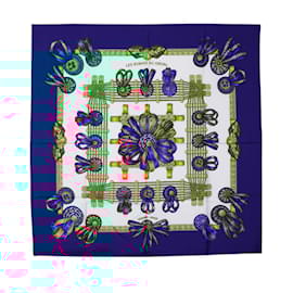 Hermès-Hermes Carré 90 Horse Ribbon Scarf-Blue