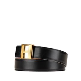 Hermès-Hermes Padlock Buckle Reversible Belt-Brown,Black