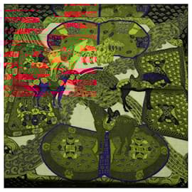 Hermès-Hermes Large Scarf in Black and Multi-color-Black,Multiple colors