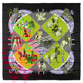 Hermès-Hermes Carré 90 Musee Vivant du Cheval Scarf-Black,Multiple colors