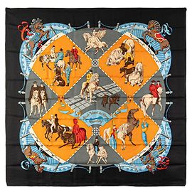 Hermès Sciarpa Hermes Carré 90 Museo Vivo del Cavallo Nero Multicolore