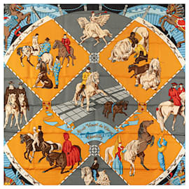 Hermès-Hermes Carré 90 Musee Vivant du Cheval Scarf-Black,Multiple colors