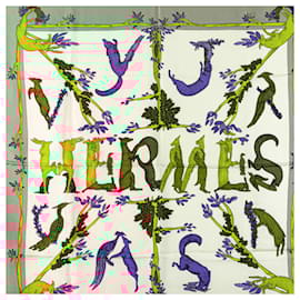 Hermès-Hermes Carre 90 Animal Alphabet Scarf-Multiple colors,Green
