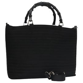 Bolsa de mão em nylon GUCCI Bamboo 2way preta Auth ep7254 Preto