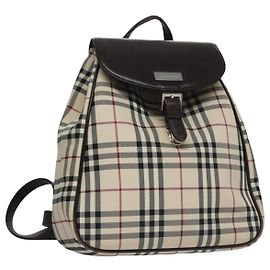 BURBERRY Nova Check Backpack Canvas Beige Brown Auth ep7277 Brown Beige