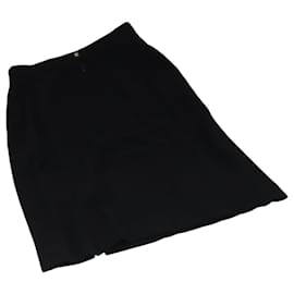 Chanel-CHANEL Skirt Wool Black CC Auth FF1637-Black