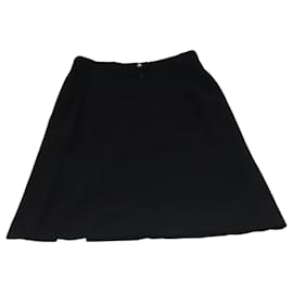 Chanel-CHANEL Skirt Wool Black CC Auth FF1637-Black
