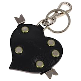 Prada-PRADA Key Ring Leather Black Auth ac3522-Black