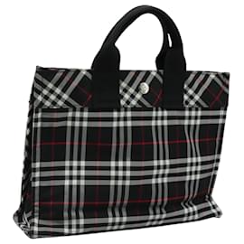 Autre Marque-Burberrys Nova Check Blue Label Hand Bag Nylon Black Auth ac3507-Black