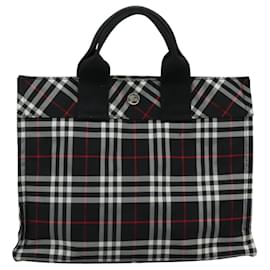 Autre Marque-Burberrys Nova Check Blue Label Hand Bag Nylon Black Auth ac3507-Black