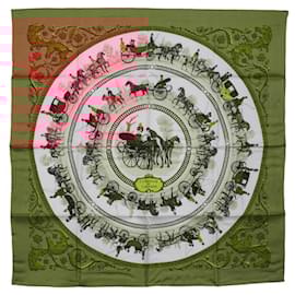 Hermès-Hermes Carré 90 LA PROMENADE DE LONGCHAMPS Scarf-Brown,White,Multiple colors