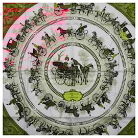 Hermès-Hermes Carré 90 LA PROMENADE DE LONGCHAMPS Scarf-Brown,White,Multiple colors