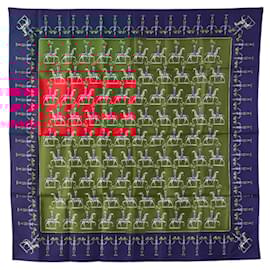 Hermès-Hermes Carre 90 ARTIFICIERS Fireworks Scarf-Red,Multiple colors,Navy blue
