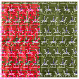 Hermès-Hermes Carre 90 ARTIFICIERS Fireworks Scarf-Red,Multiple colors,Navy blue