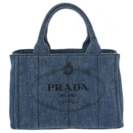 Prada-Prada Canapa Mini Tote Handbag-Blue