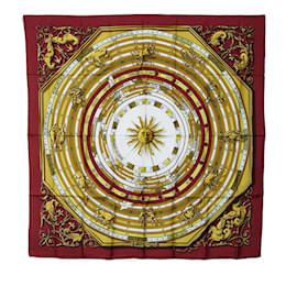 Hermès-Hermes Carre 90 Astrology Scarf-Red,Golden