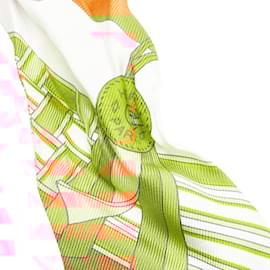 Hermès-Hermes Twilly Scarf in Bronze, Camel, and White-White,Bronze,Camel