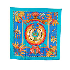 Hermès-Hermes Carre 90 BRAZIL Scarf-Blue,Multiple colors,Orange