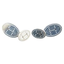 Hermès-Hermes Evelyn Punching H Cufflinks in Silver 925-Other