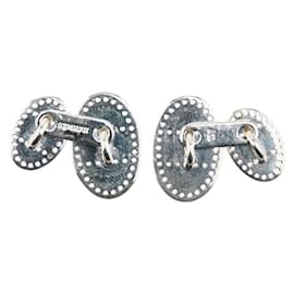 Hermès-Hermes Evelyn Punching H Cufflinks in Silver 925-Other