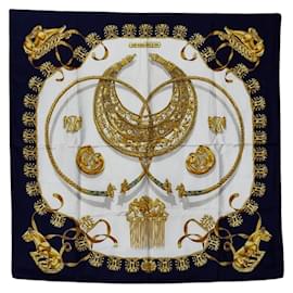 Hermès-Hermes Carré 90 LES CAVALIERS D'OR Scarf-Multiple colors,Navy blue