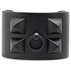 Hermès-Hermes Collier de Chien Cuff Bangle Bracelet-Black