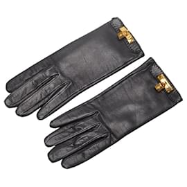 Hermès-Hermes Kelly Gloves with Padlock Charm-Black