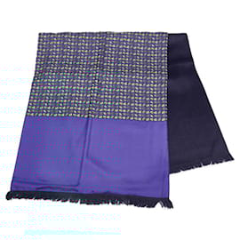 Hermès-Hermes Reversible Silk Angora Stole-Multiple colors,Navy blue