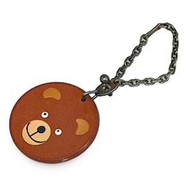 Hermès-Hermes Brown Leather Bear Handbag Charm-Brown