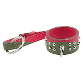 Hermès-Hermes Collier de Chien Keyring in Pink Epsom Leather-Pink