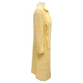 Chanel-Chanel Creations Vintage 1970's Yellow Boucle Tweed Coat-Yellow