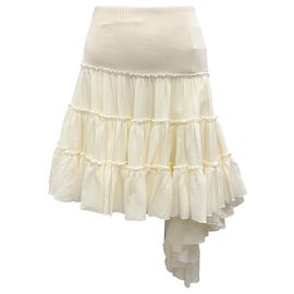Saia mini assimétrica com babados Loewe Off-White Branco