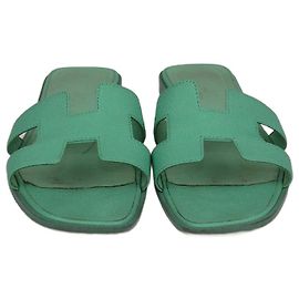 Hermès HERMES Flats T.EU 37 Leather Green