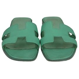 Hermès-HERMES Flats T.EU 37 Leather-Green