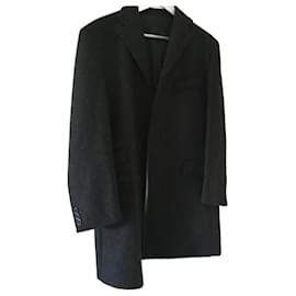 Dolce & Gabbana Wool Coat Anthracite Gray Black