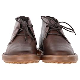Tod's- Tod's Lace-Up Desert Boots in Brown Leather-Brown,Red