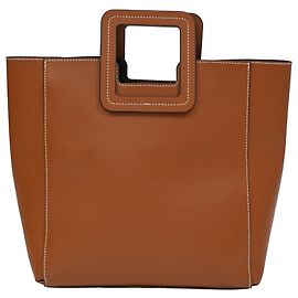 Staud Shirley Tote Bag in Brown Leather Brown Beige