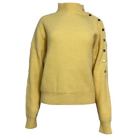 Maje Strickpullover mit seitlichen Verschlüssen aus gelbem Kaschmir Gelb