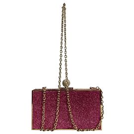 Clutch em caixa Clara Crystal da Sophia Webster em cristal rosa e ouro e metal Rosa