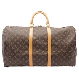 Louis Vuitton-Louis Vuitton Monogram Keepall 55 Boston Bag M41424-Brown