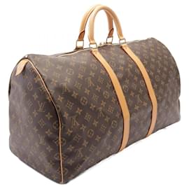 Louis Vuitton-Louis Vuitton Monogram Keepall 55 Boston Bag M41424-Brown