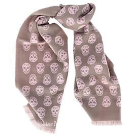 Alexander Mcqueen-Alexander McQueen Reversible Skull Scarf In Pink Wool-Other