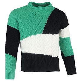 Suéter de lã verde com trançado bicolor Loewe Verde