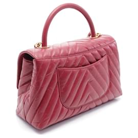 Chanel-Chanel Coco Handle Leather Handbag Red A92991-Red