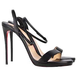 Christian Louboutin- Christian Louboutin Loubigirl Ankle Strap Sandal Heels in Black Leather-Black