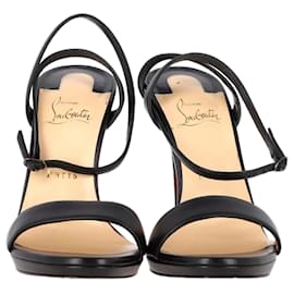 Christian Louboutin- Christian Louboutin Loubigirl Ankle Strap Sandal Heels in Black Leather-Black