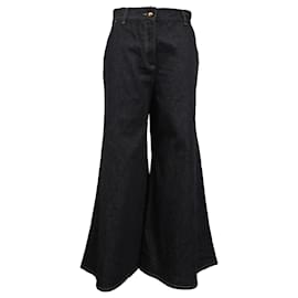 Valentino Garavani-Valentino Flared Jeans in Navy Blue Denim-Blue,Navy blue