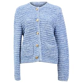 Ba&Sh-Ba&Sh Gupa Mélange-Knit Cardigan in Light Blue Cotton-Blue,Light blue