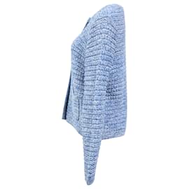 Ba&Sh-Ba&Sh Gupa Mélange-Knit Cardigan in Light Blue Cotton-Blue,Light blue