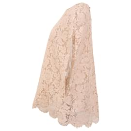 Valentino Garavani-Valentino Floral-Lace Blouse in Pink Viscose-Other